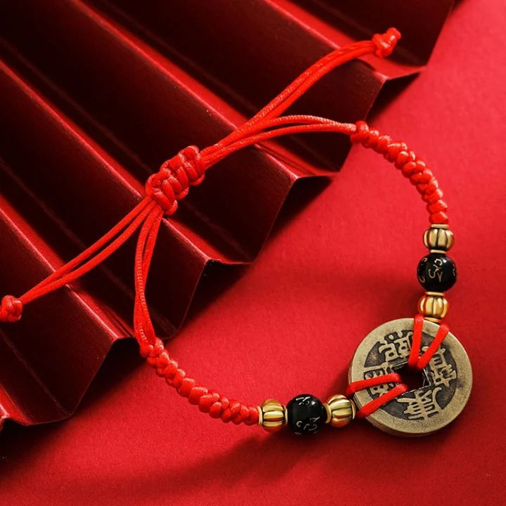 Chinese Lucky Coins Bracelet - Five Emperor Coins Feng Shui