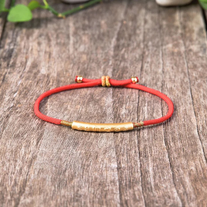 Tibetan Red String Bracelet - Buddhist Lucky Charm